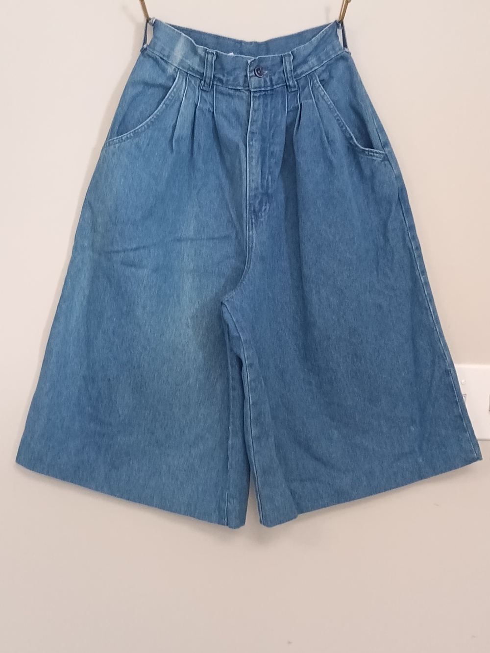 Tour De France Vintage 80's High-Waist Denim Culotte Pleated Front Jorts Size 3